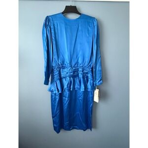 Vintage Sapphire Blue Silk Studio Size 12 100% silk Party Prom dress Ruffles NWT